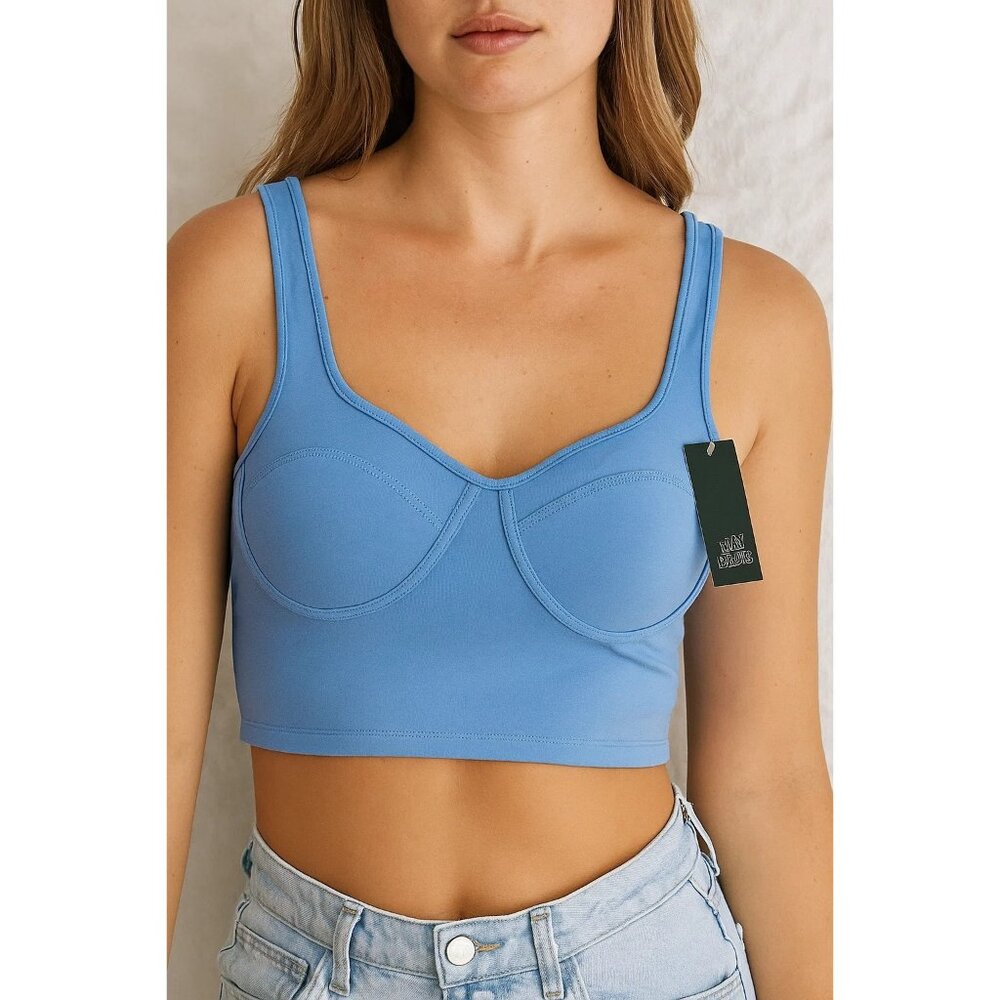 Wild Fable Bra Bralette Size Medium Blue Unlined Wireless Cropped Top Style NWT